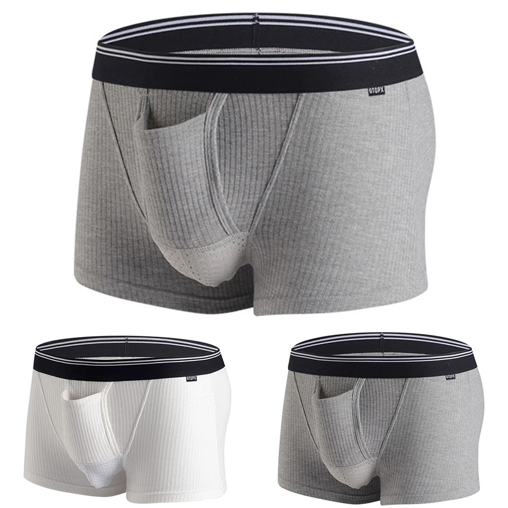 Mens Cotton Soft Breathable U Convex Sexy Underwears Shorts Pouch Underpants Trunk Simple Seamless Men Shorts