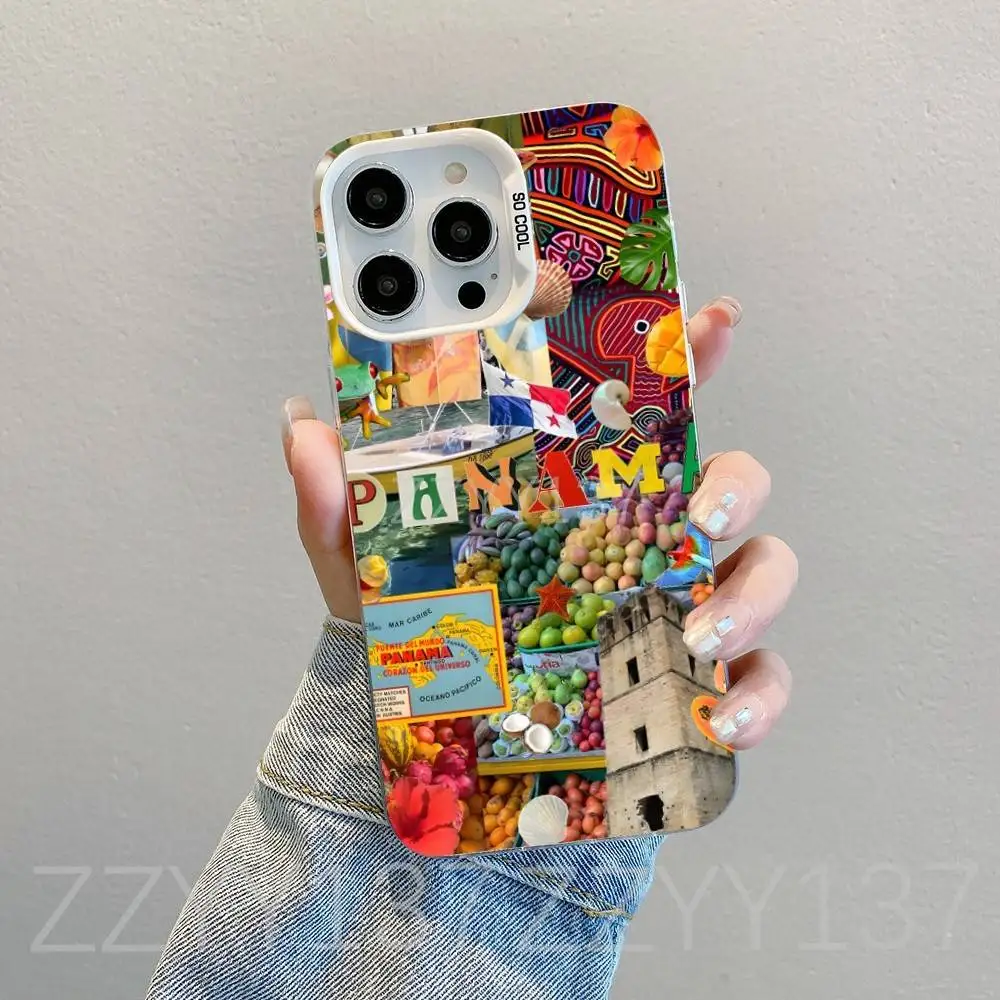 حافظة هاتف بنما الاستوائية لهاتف آيفون 16,15,14,13,12,11,8,7,Pro,Max,Plus,Mini,XS,SE غطاء مقاوم للصدمات من الحلوى البيضاء غير اللامعة