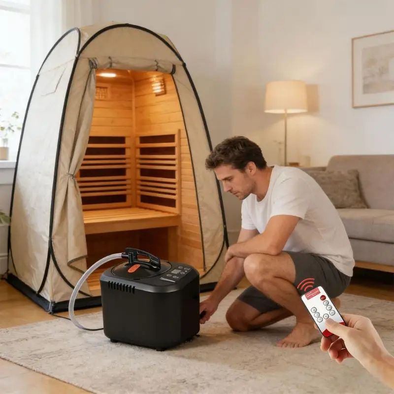 

Safe 4L Sauna Fog Producer 220V UK with Overwarm Security Plastic Family Security Auto Close for Outdoor meal Mind M4YD