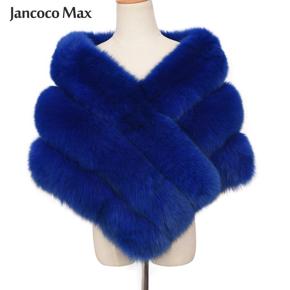 

Top Winter Fashion Quality Women's Wedding Poncho Real Fox Fur Cape Luxury Warm Natural Fur Pashmina Shawl S7467