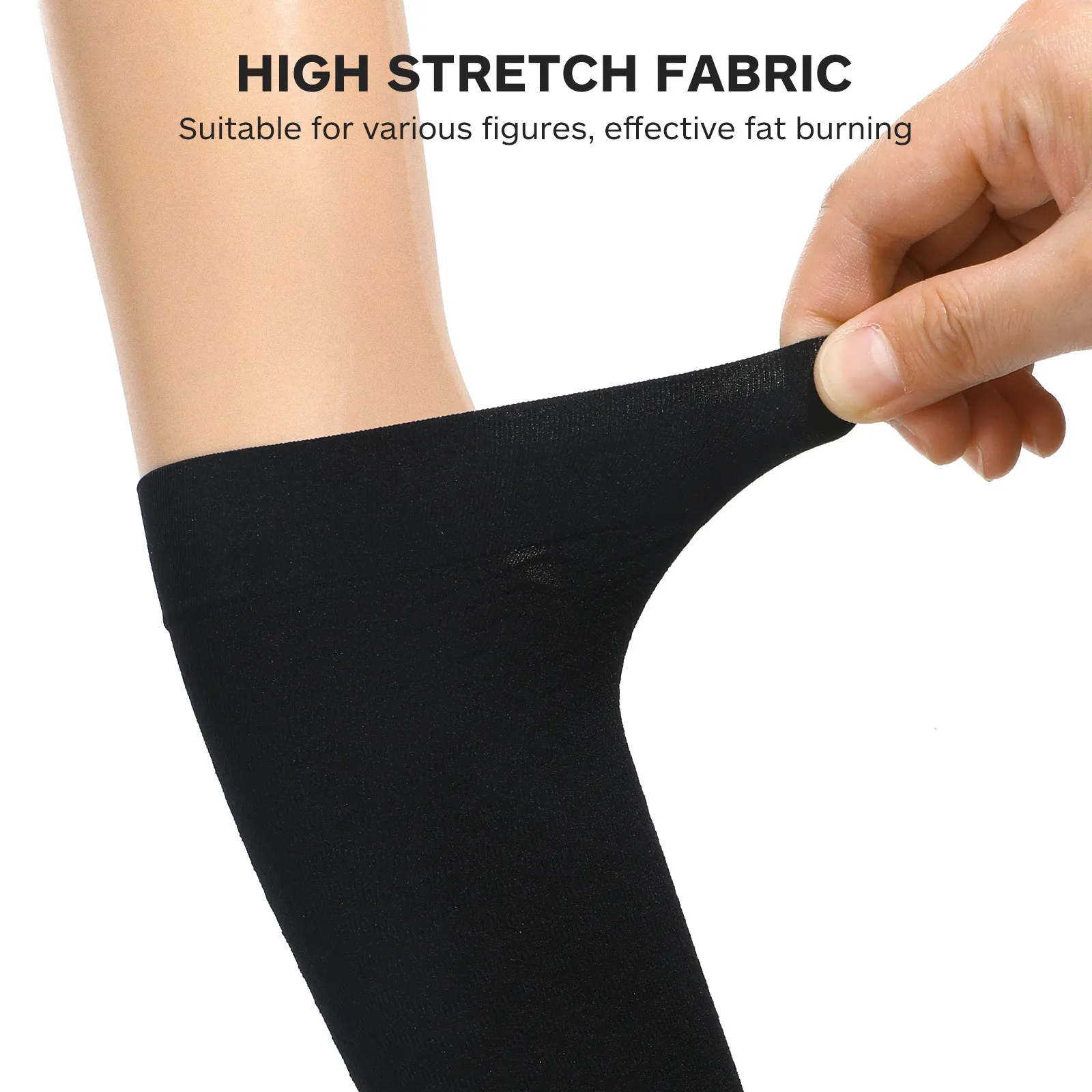 1Pair Burn Fat Weight Loss Arm Shaper Slimming Wrap Band Black Seamless Arm Shaping Sleeves Improve Circulation Tone