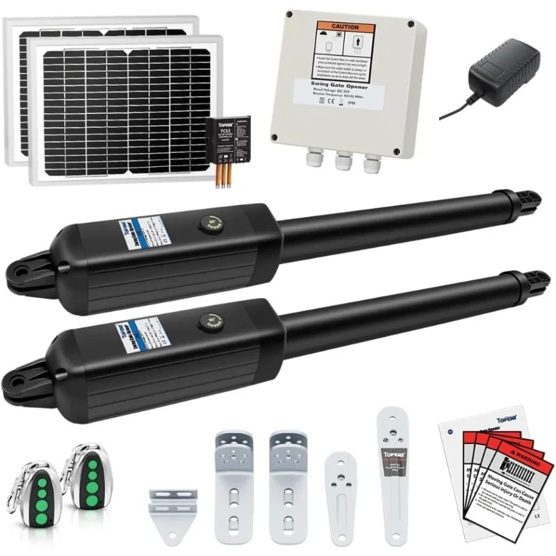 

Автоматическое открывание солнечных ворот для сверхмощных двойных распашных ворот до 18 футов на ворота с питанием от батареи и комплектом дистанционного управления