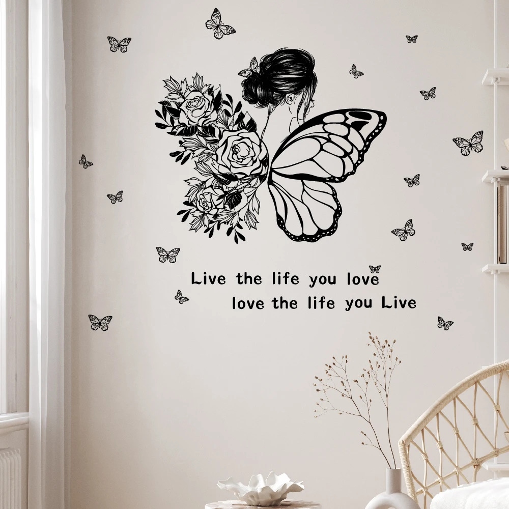 girls room decoration 3d inspirational butterfly wall sticker self adhesive encouraging wing wall decal for bedroom