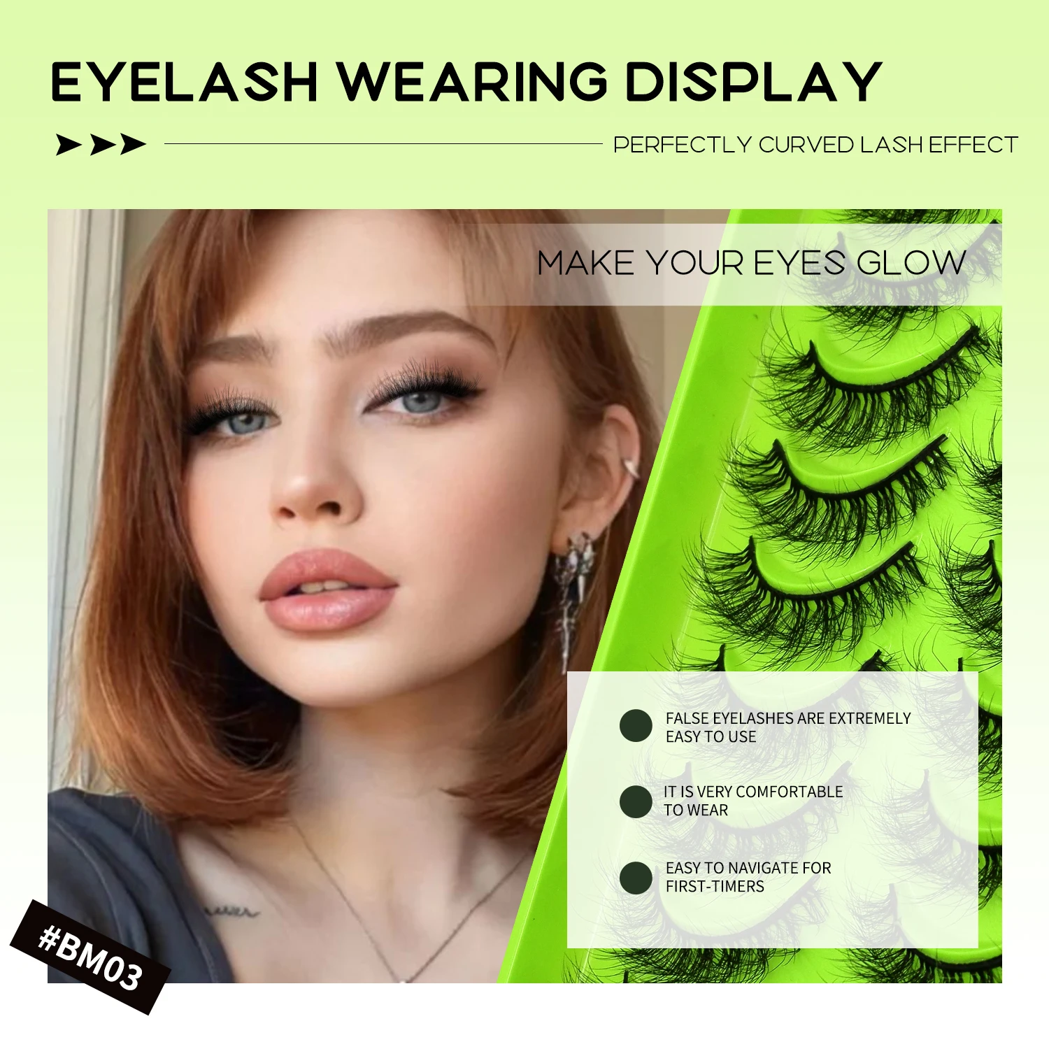 Groinneya cílios de gato macio natural falso vison cílios natural olhar & alongamento dos olhos premium cílios postiços maquiagem