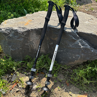 Anti Slip Portable Hiking Poles, Outdoor Walking Sticks, Carbon Aluminum Alloy, Straight Handle, Camping, Tourism