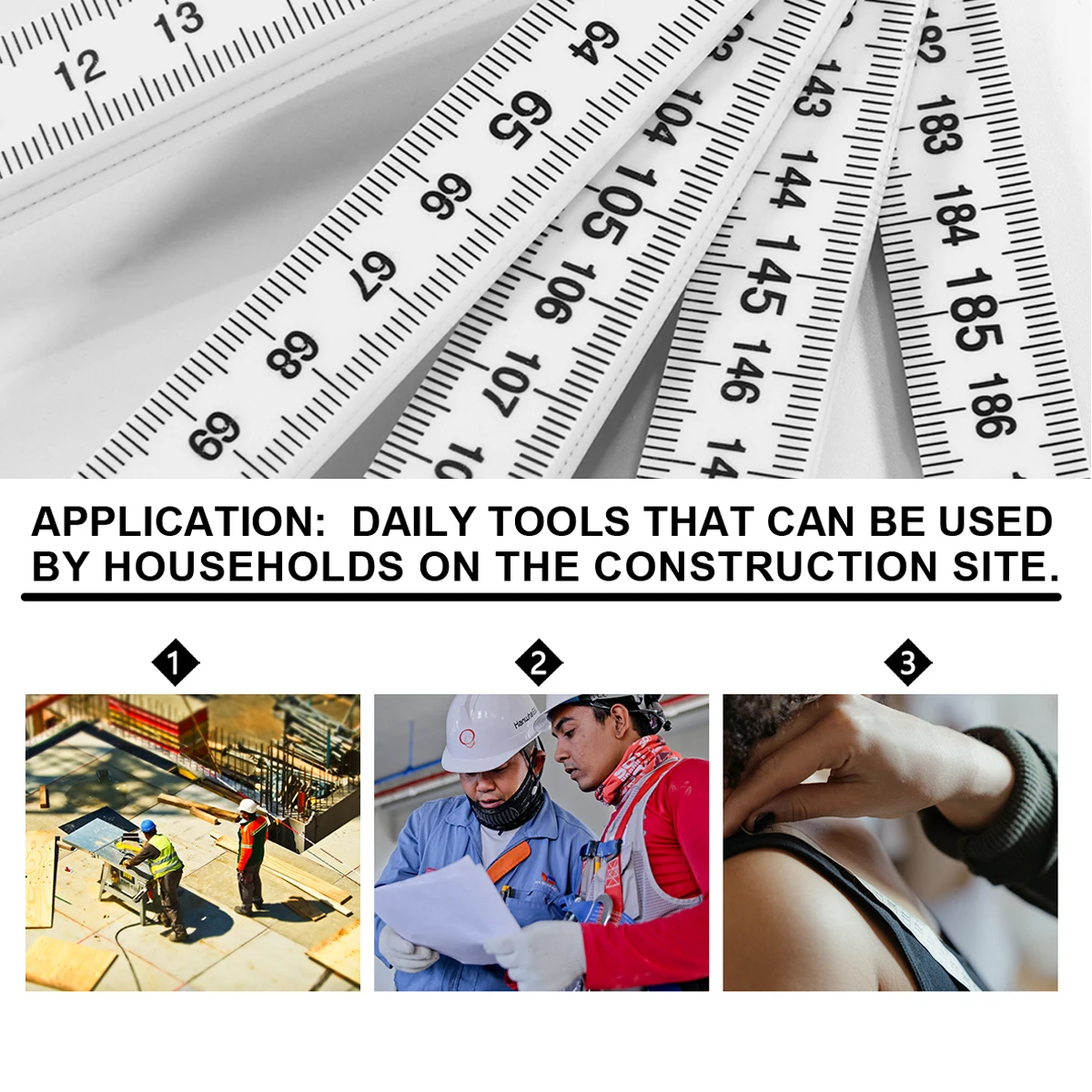 

1pc Plastic Folding Ruler Clear Scale Measuring Foldable Meter Stick Metric Mini Cm Mm Engraved Both Sides Carpentry Masonry Diy
