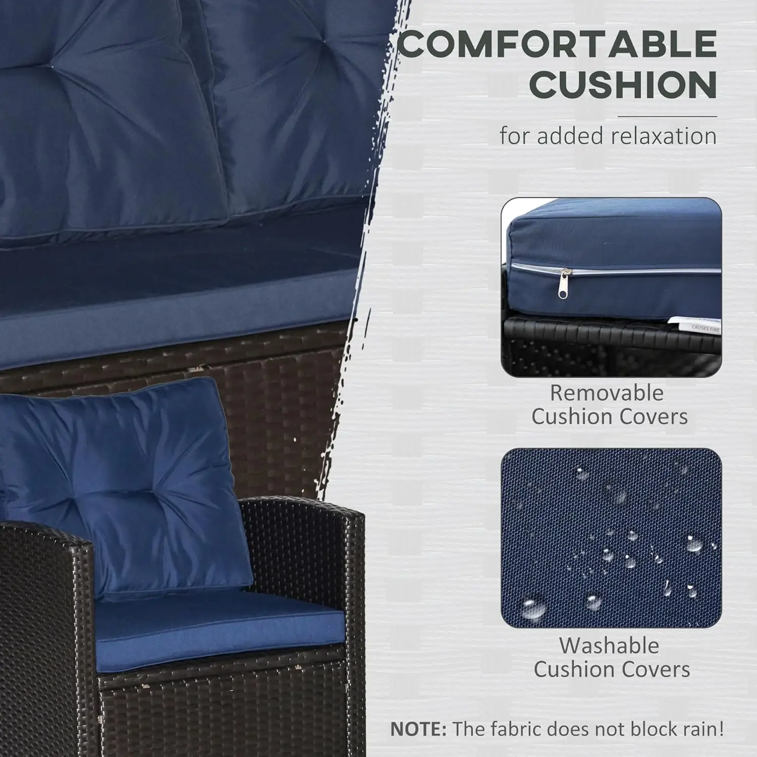 ized 4 Piece PE Rattan Patio Furniture Set with Cushioned Chairs and Two Tier Coffee All Weather Outdoor Furniture f
