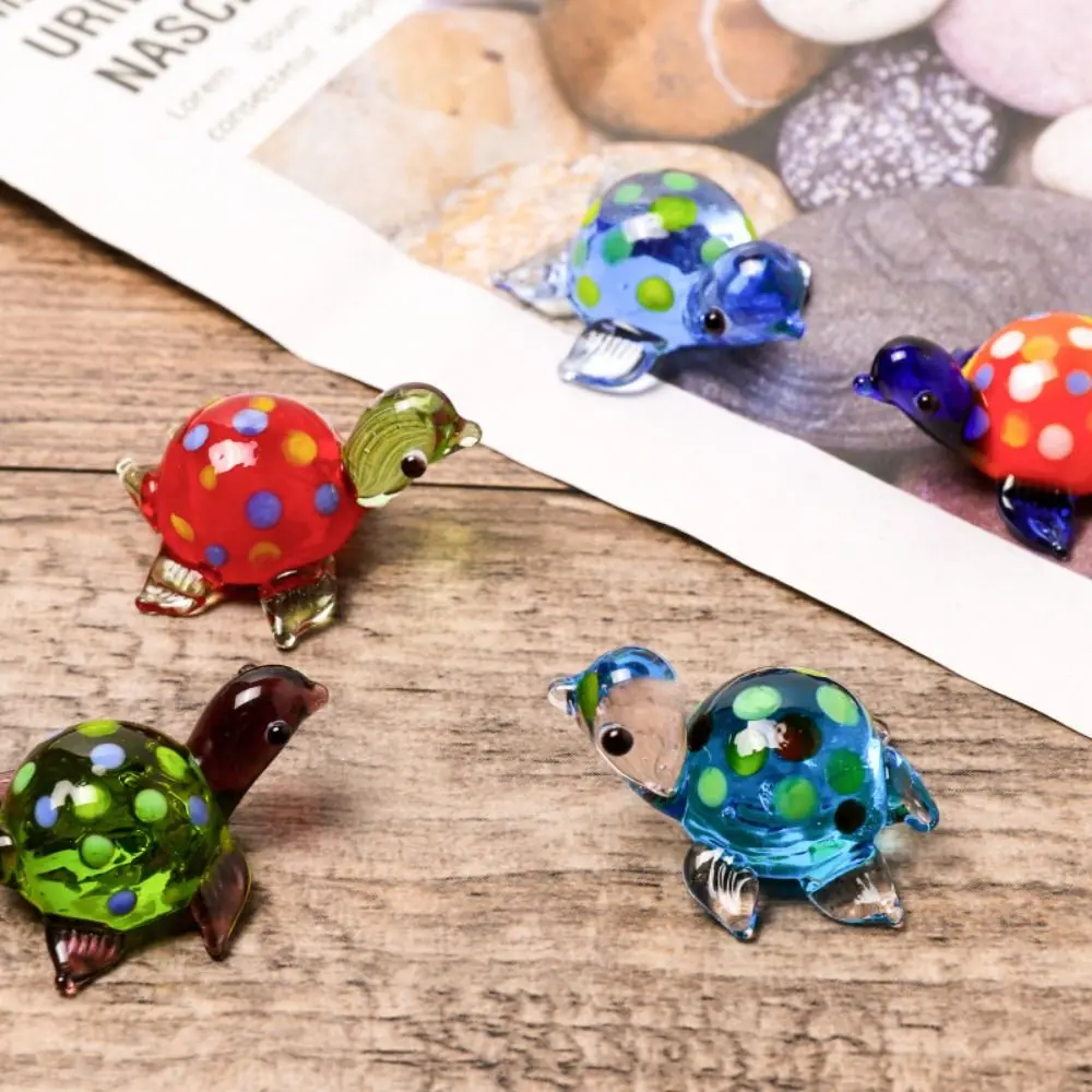 Pastoral Handicraft Turtle Figurines Vivid Lightweight Animal Statue Glass Turtle Art Pendant Crafts Collection