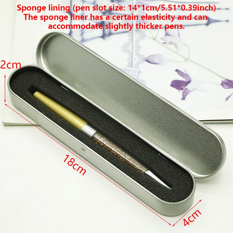 1Pcs Silver Metal Pen Box High Quality Protection Box For Fountain Pen Pencils Stationery Gift Box Office School Supplies