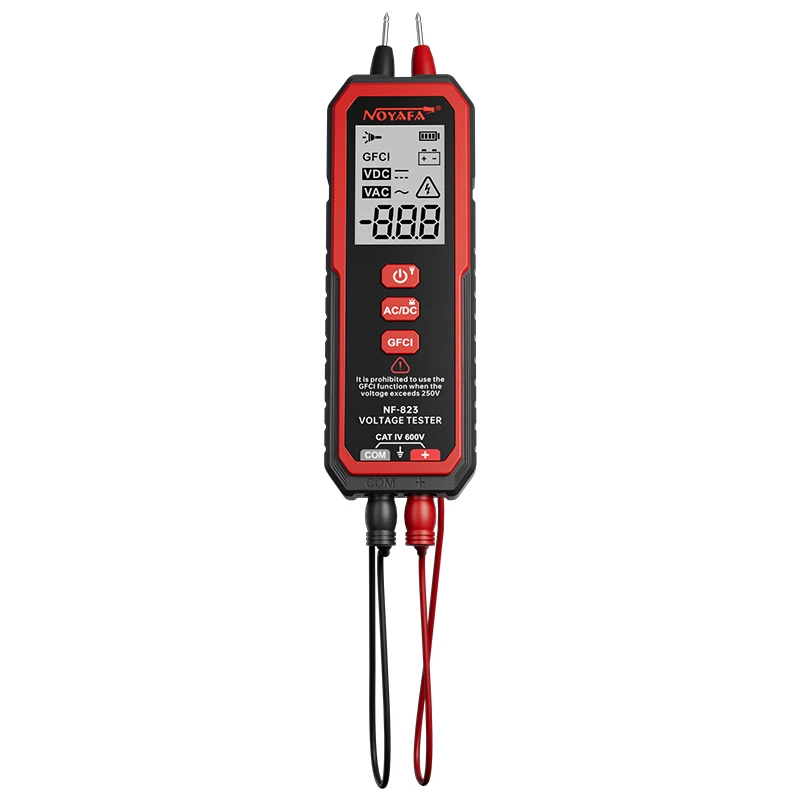 NF-823 New Intelligent AC/DC Voltage Detector 100mV ~ 610V GFCI LED Circuit Breaker Tester Security Automatic Digital