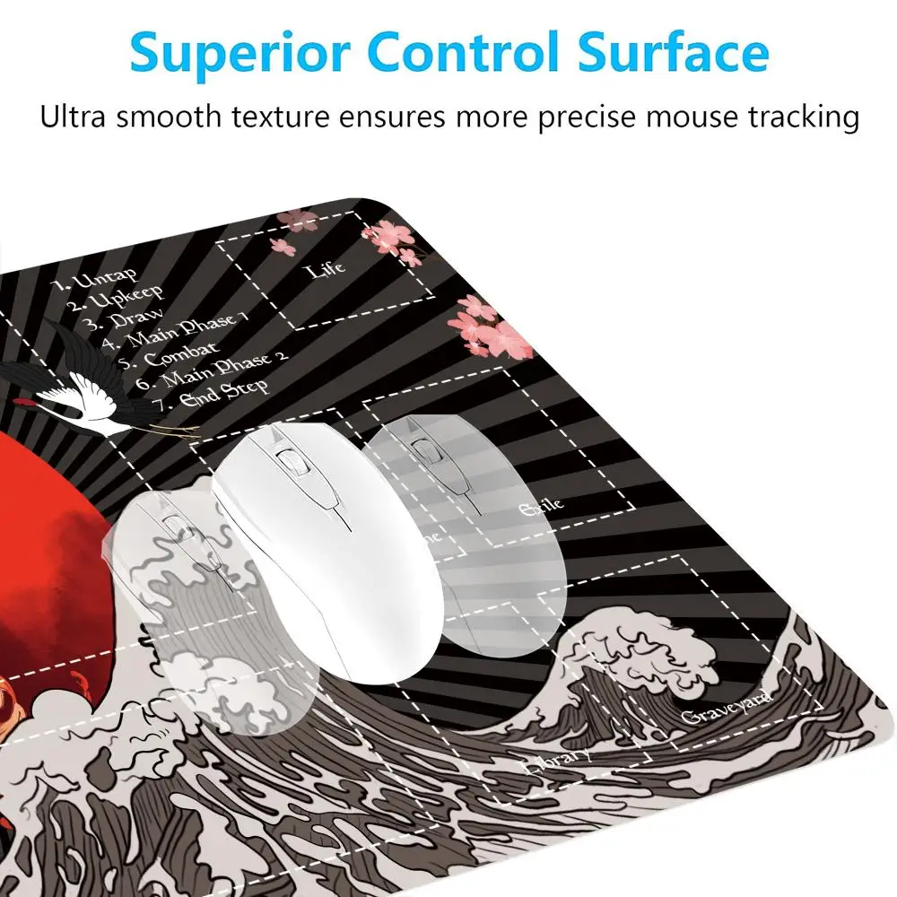 Wave Koi Mouse Pad Game Mat Large Computer Office Mousepads XXL Anti-slip Rubber Table Mats for MTG DTCG CCG RPG Trading Card
