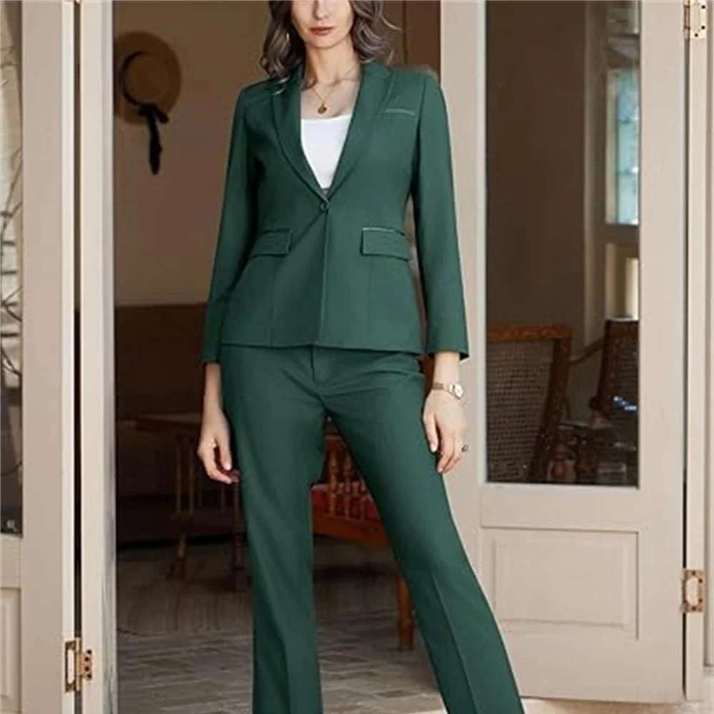 

Роскошный зеленый женский костюм, комплект из двух предметов, куртка, брюки, однобортный пиджак с лацканами, женская одежда, подходит для свадебного смокинга, тонкий блейзер, комплект