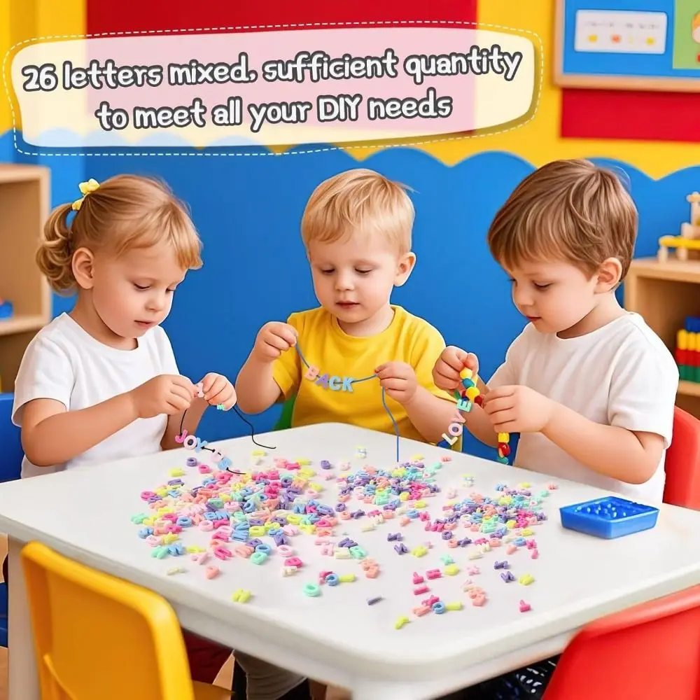 700Pcs DIY Crafts Alphabet Beads Mixed Colors Straight-Hole Bead Stringing Materials Interesting Jewelry Making Bulk Beads