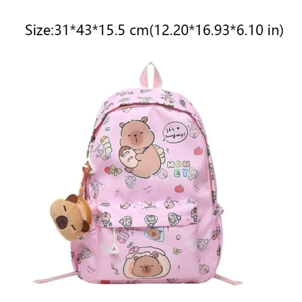 Cute Large Capacity Capybara Backpack Canvas Breathable Students Schoolbag Cartoon Ultra-light Book Bag Gifts