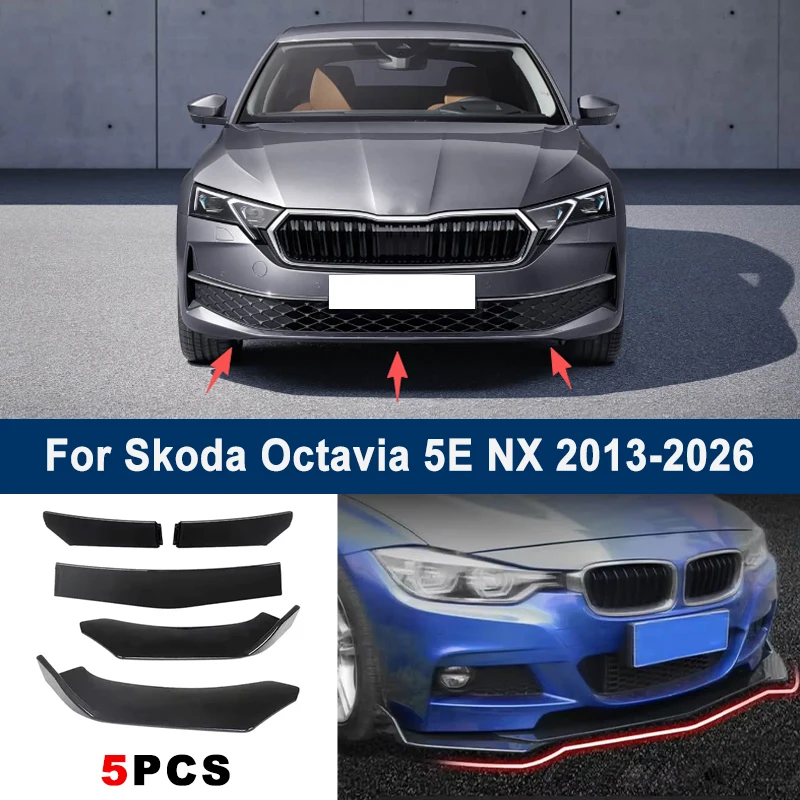 

Adjustable 5Pcs Sectional Front Spoiler Lip For Skoda Octavia 5E NX 2013-2026 Front Bumper Splitter Car Exterior Sport Body Kit