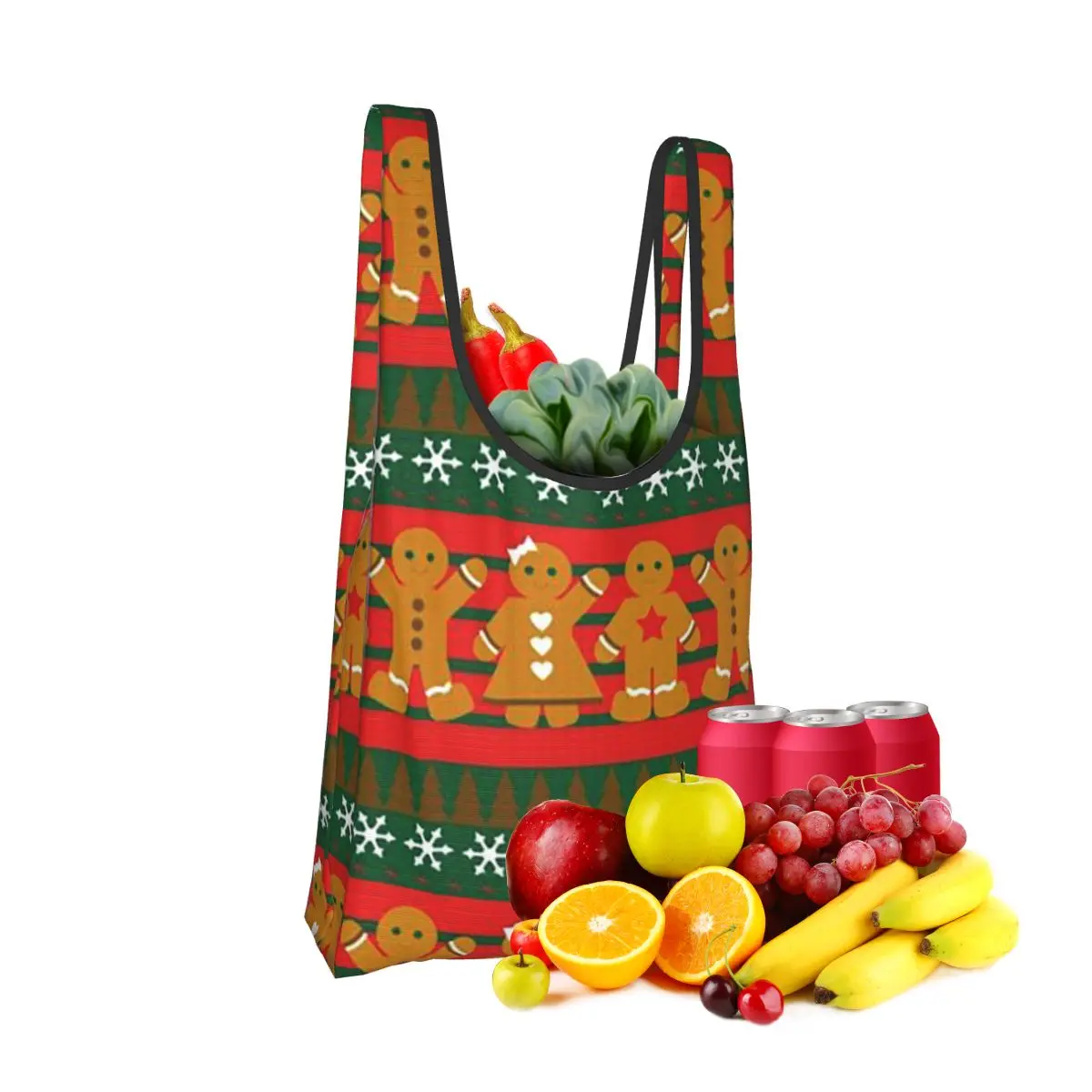 

Merry Christmas & Happy Holidays! Shopping Bag Portable Tote Bags Foldable Shoulder Shopper Bag Groceries Handbag