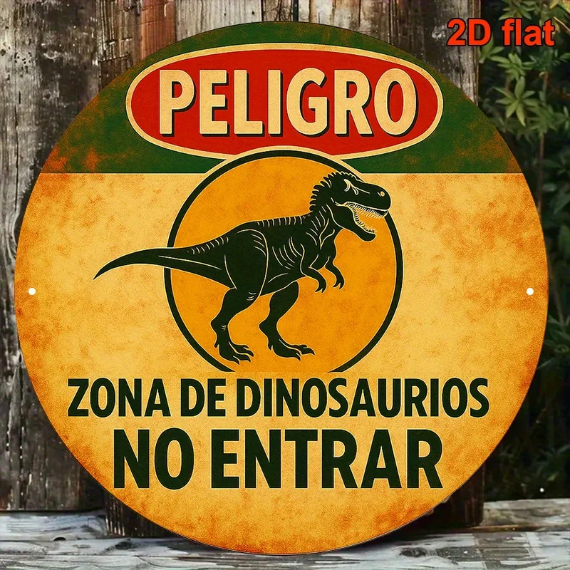 1pc, 8x8 Inch Round Spanish Aluminum Sign, Vintage Decorative Plaque with 