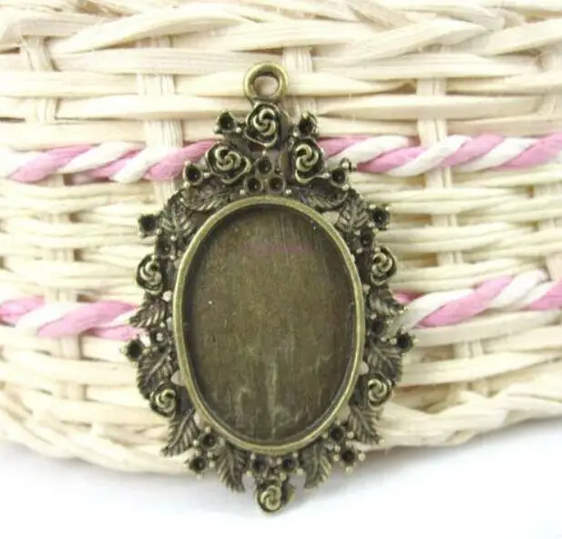 4pcs 49x33mm, cabochon size 25x18mm bronze rose filigree finding settings G148