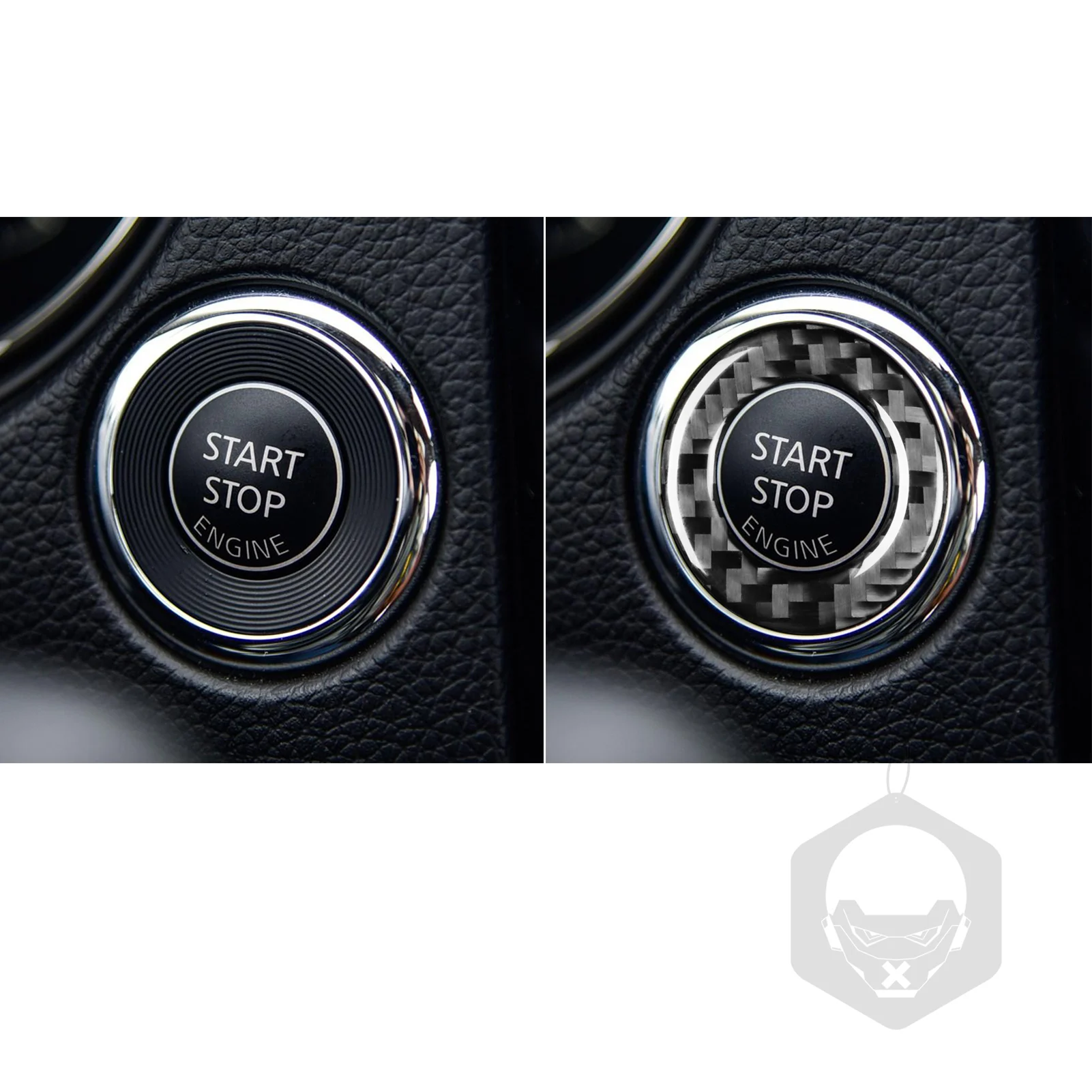 For Nissan X-Trail Rogue 2013-2021 Car Engine Start Frame Trim Real Soft Carbon Fiber Interior Accessories Decoration Stickers