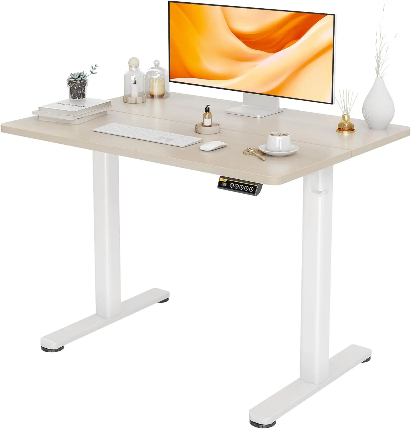 Electric standing desk, adjustable height standing desk, 40x24 inch sitting upright home desk