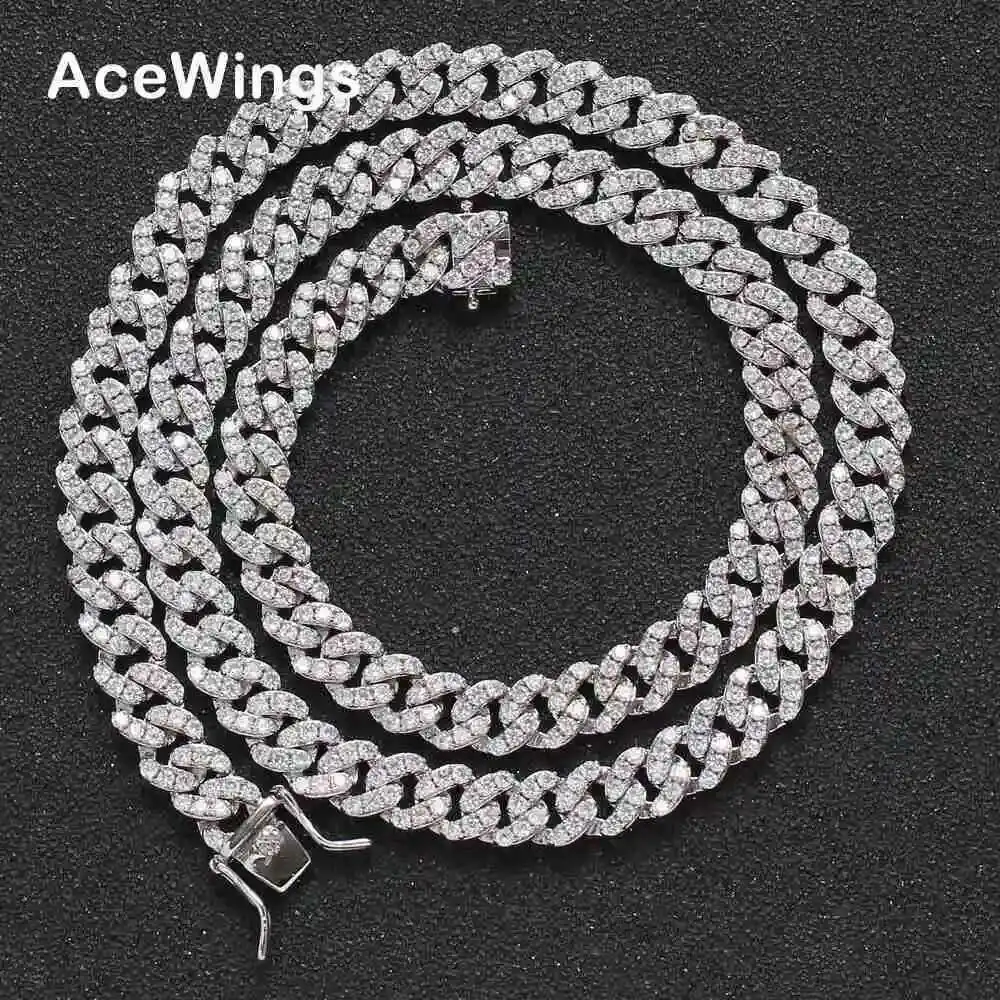 

BC003 8mm Brass Setting Zircon Cuban Link Chain Necklace Hip Hop Jewelry Bling CZ Chain Iced Out