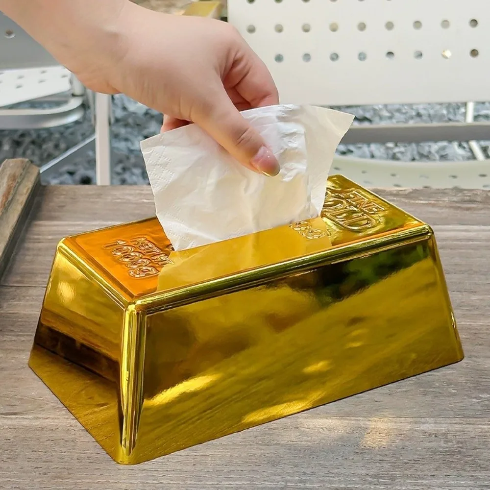 

Durable Luxury Desktop Paper Box Golden Octagonal Plastic Napkin Holder Decorative Napkin Paper Case Bathroom