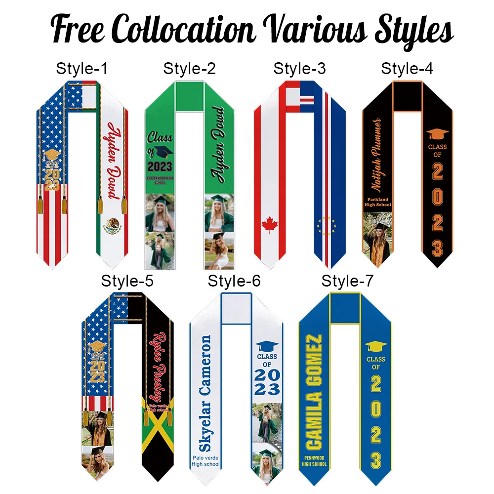 Custom Stoles for Graduation 2024 Congratulation Gifts, Personalized Country Flags Photo Sash, We are Proud of You