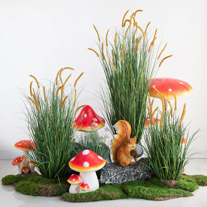 

Simulated green plants, reeds, grasses, false flowers, plants, potted plants, cattail grass ins wind, indoor living room decorat