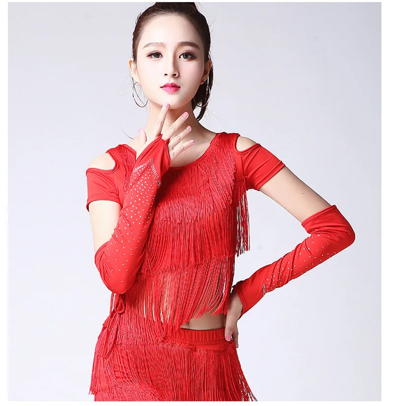 Sexy Lace Gloves Latin Stage Dance Stage Performance Arm Sleeves Female Mesh Flash Drilling Rhinestone Half Finger Gloves S155