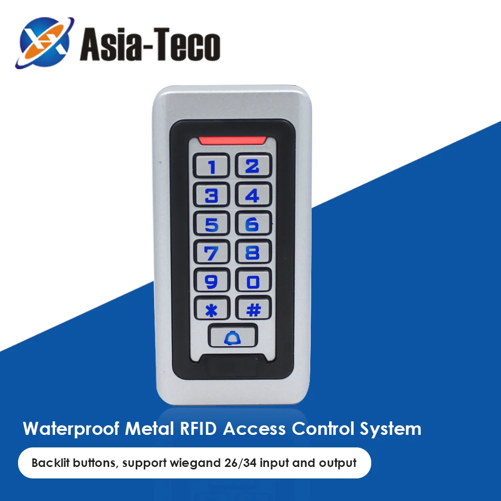 

Backlight RFID Door Access Control System wiegand 26/34 IP68 Waterproof Metal Keypad Proximity Card Standalone With 2000 Users