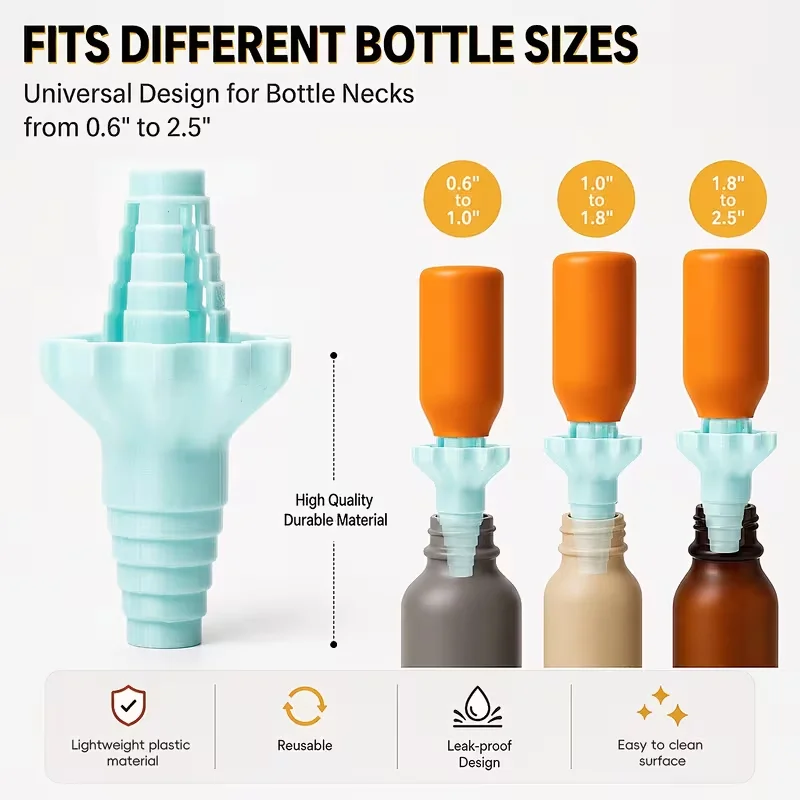 1 Pcs Universal Bottle Emptying Kit – Reusable Liquid Transfer Connector with Anti-Waste Funnel Adapter Durable Plastic Design