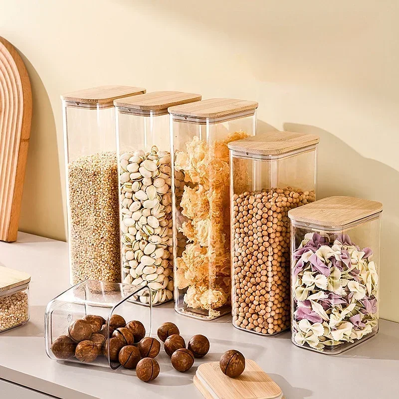 750/1100/1600/2100ML Glass Storage Jars Easy To Grip for Organizing Kitchen Food Such As Miscellaneous Grains Nuts and Oatmeal