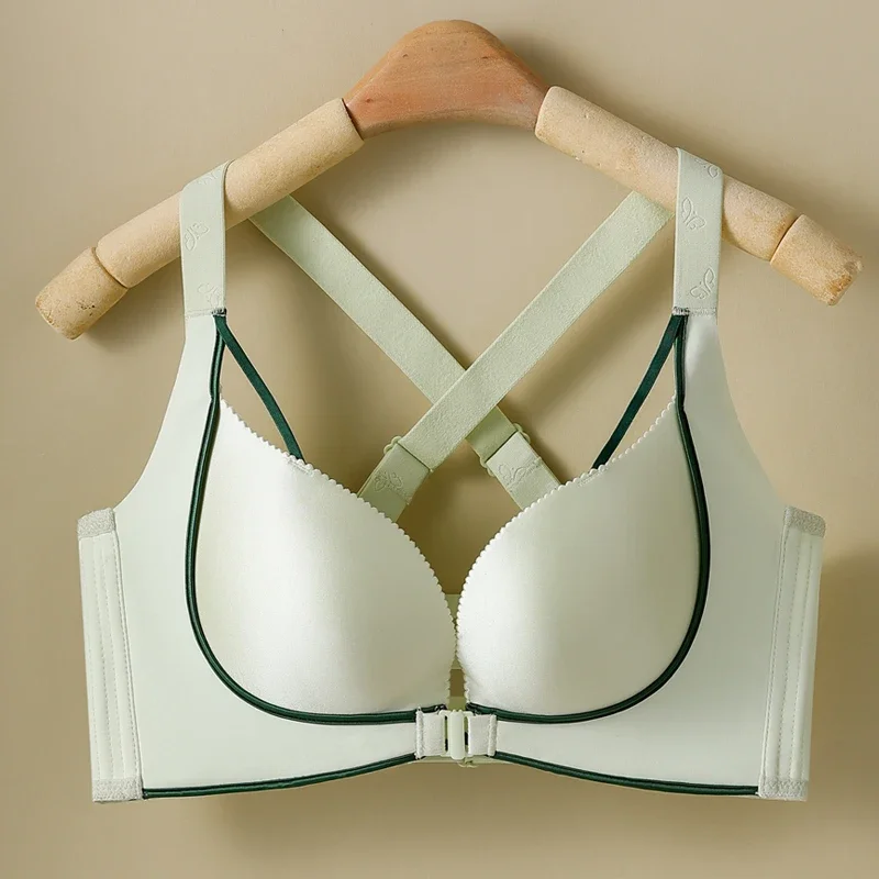 Women's Full Figure Wire Free Smooth Plus Size Bra Minimizer Bra Front Buckle Underwear 36-52CDE Plus Size No Wire Rims Bras