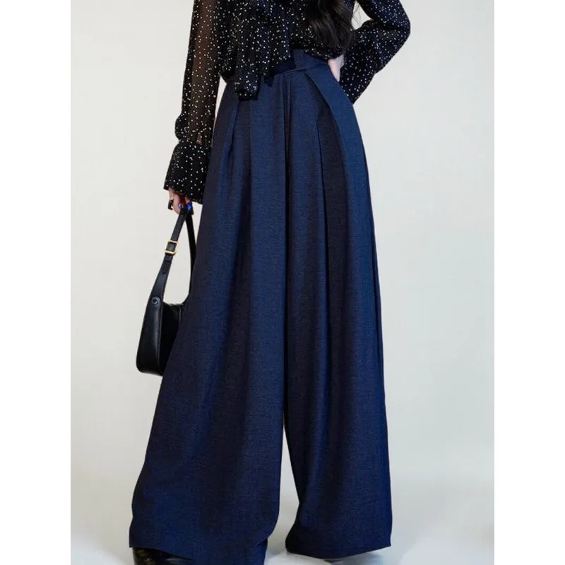 

Teenage Fashion Tall Wide Leg Floor Length Pants with Adjustable Waist Circumference Loose Hanging Feeling High-quality Pants