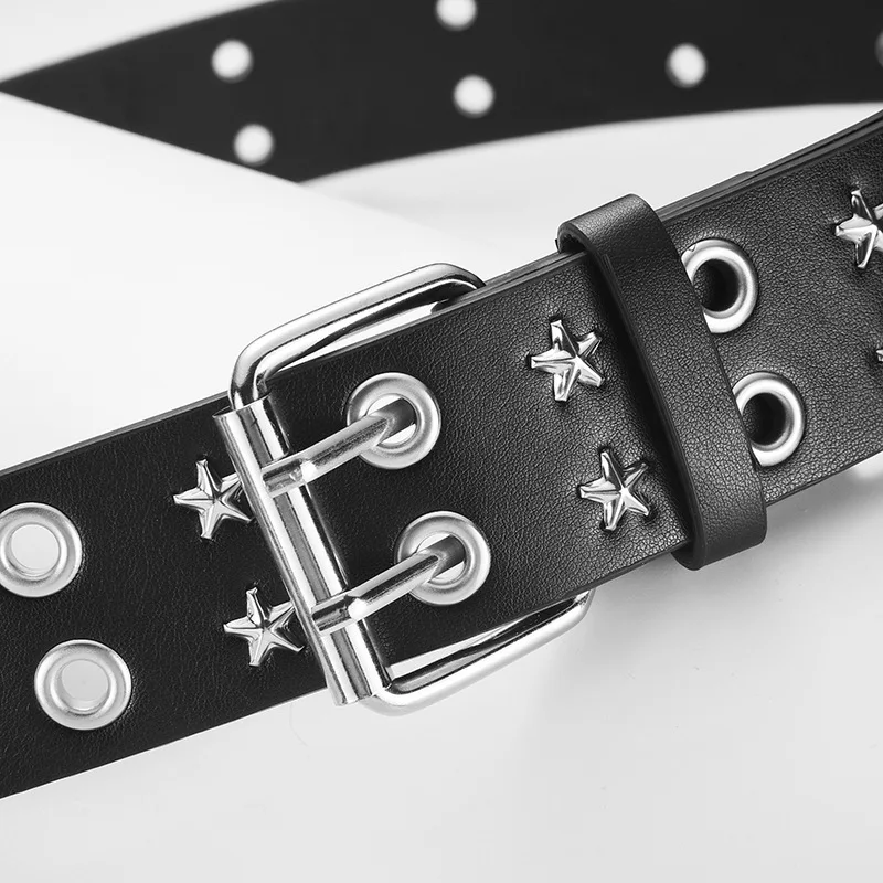 New Star Double Exhaust Eye Punk PU Belt European and American Fashion Trend Decorative Waistband