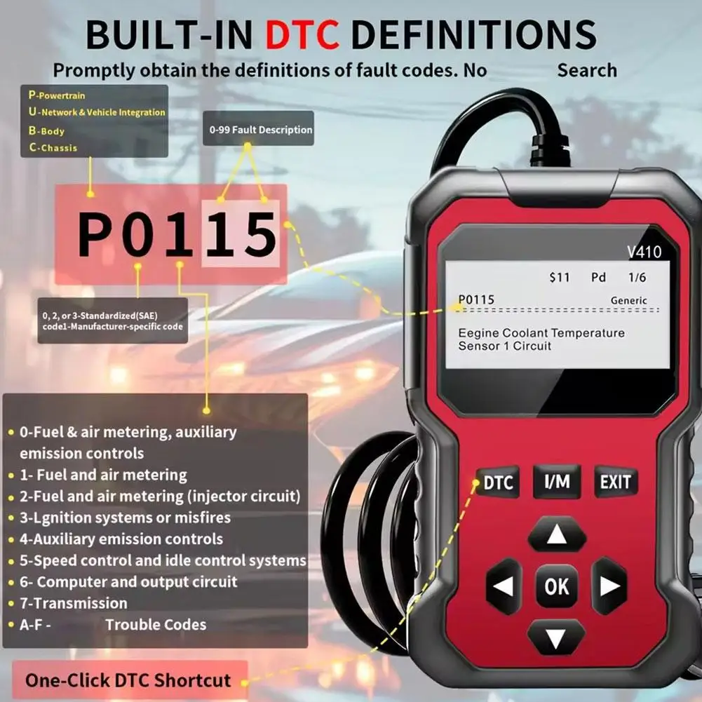 

Автомобильный сканер Obd2, диагностический инструмент, считыватель кодов, сканер кодов неисправностей двигателя, может диагностика всех автомобилей с протоколом Obd Ii после 1996 г.