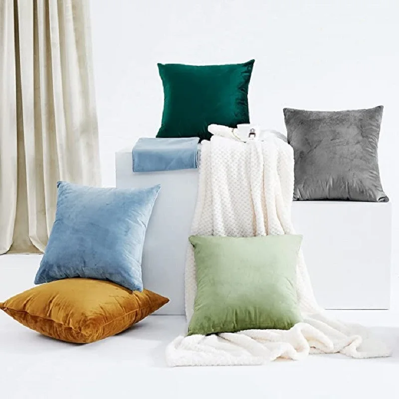 Maßgefertigter Kissenbezug aus Holländischem Samt 30x50cm 40/45/50/55/60cm Einfarbig für Bett, Sofa, Auto und Heimdekoration in Flieder – Detail 11