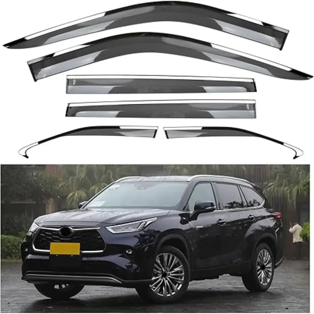 Car Door Rain Guard Side Window Sun Visor Wind Deflector Guards Vent Visor for Toyota Highlander 2020 2021 2022 2023 2024