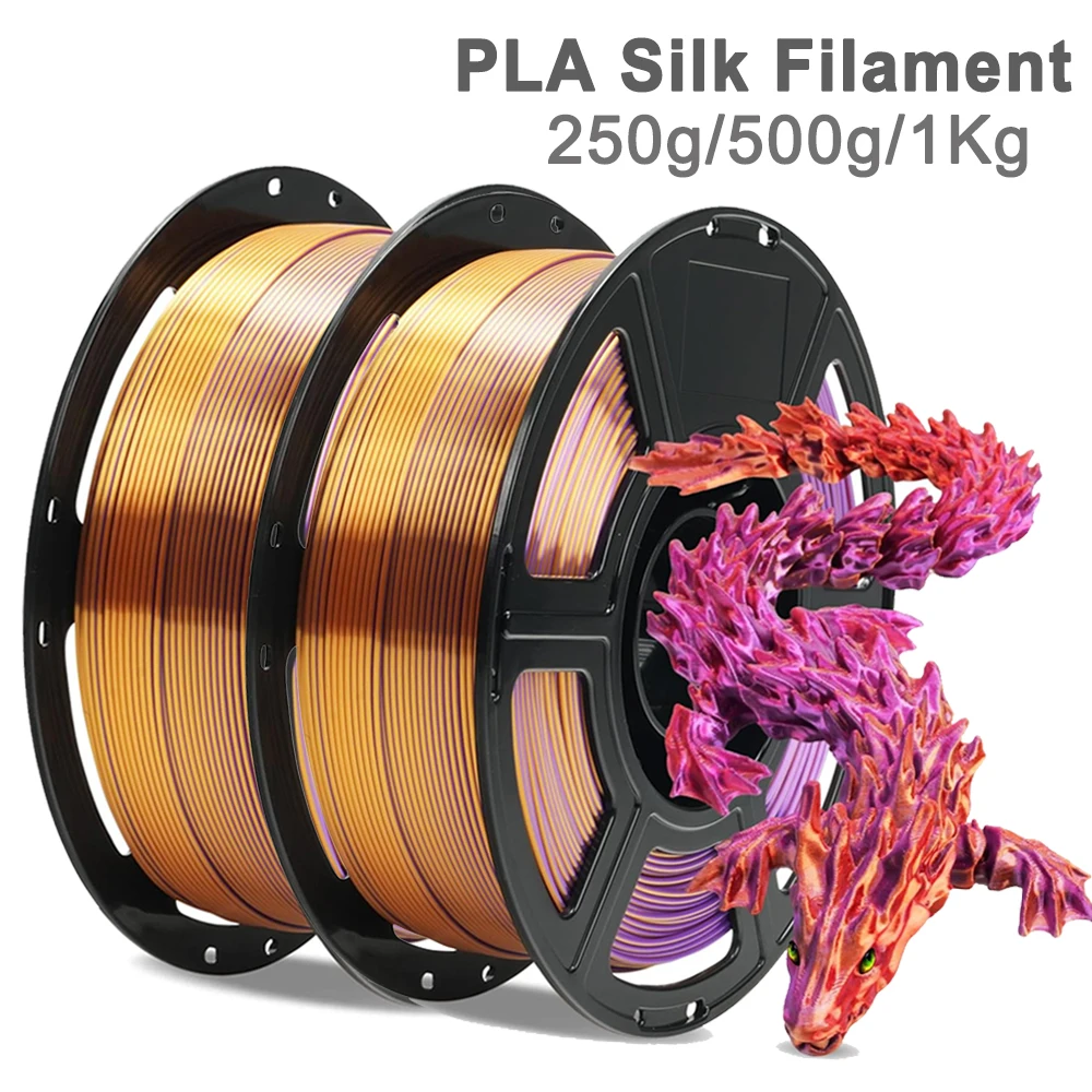 

250g 500g 1kg PLA silk Gold purple red Tricolors 3D Printer Filament 1.75mm Triple Colors Gold red purple 3D Printer Material