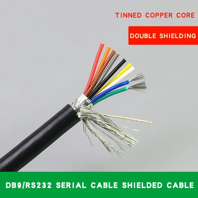 24AWG przewód miedziany DB9 pin przewód łączący RS232 linia szeregowa 9-rdzeniowy podwójny przewód sterowniczy okablowanie 26AWG/28AWG ocynowany drut miedziany