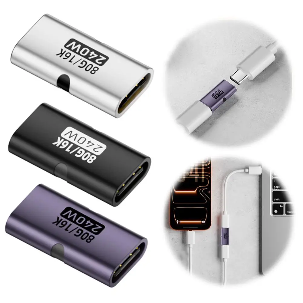 240W PD USB-C Female to Female Adapter 40Gbps 8K 60Hz Video for Thunderbolt 4/3 MacBook iPad ﻿
