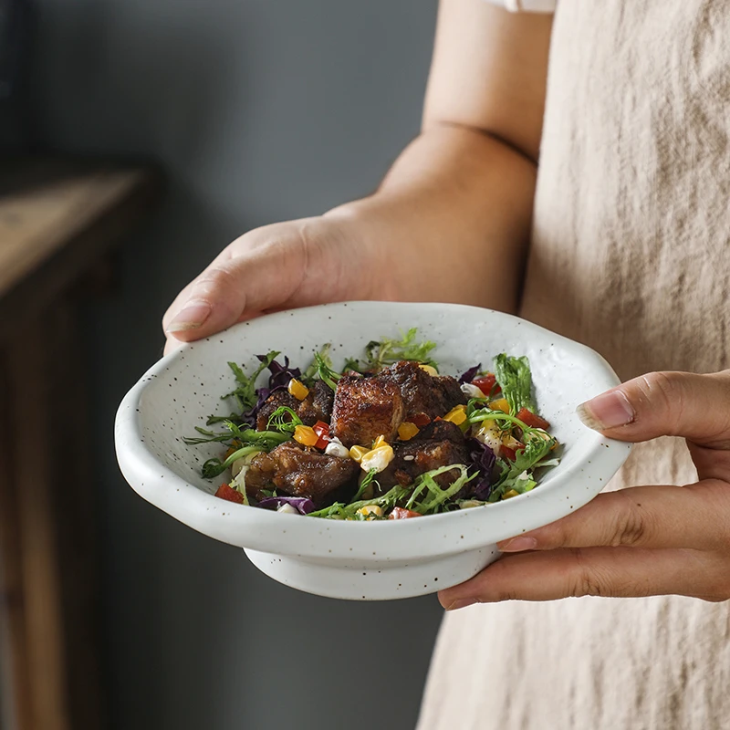 

Meno Japanese Sle Cerc Dining Utensils Home Use Anti-Scalding Salad Bowl Dert Bowl Creative Soup Bowl Fruit Bo...