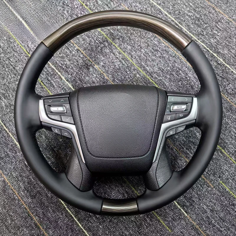 For Toyota Prado Land Cruiser LC80 Alphard Hilux Crown Modified Wood Grain Steering Wheel Assembly With Horn Shell view 3