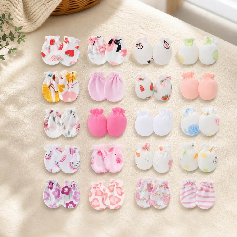 Newborn Baby Anti Scratch Mittens Girls Pattern Soft Protective Hand Covers Infant Daily Sleep Gift Handwear Pair No Scratch