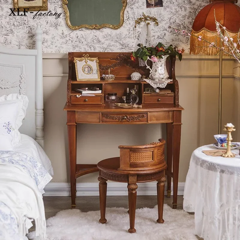 Solid wood bay window, desk, makeup table, integrated storage dresser, bedroom   high-end feeling