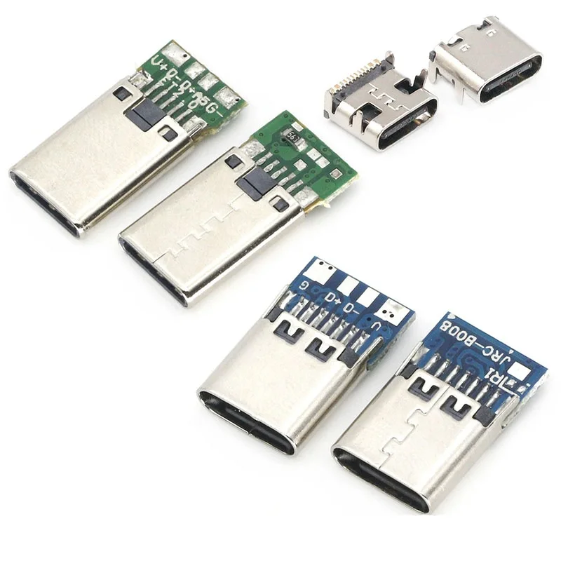 10pcs USB 3.1 Type-C Connector 12 24 Pins Female/Male Socket Receptacle Adapter to Solder Wire & Cable 24 Pins Support Board