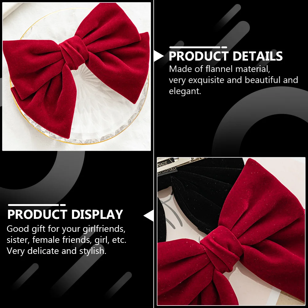 

2Pcs Bowknot Barrette Premium Quality Delicate Stylish Hair Decor Party Banquet Wedding Headdress Gift for Female Friends