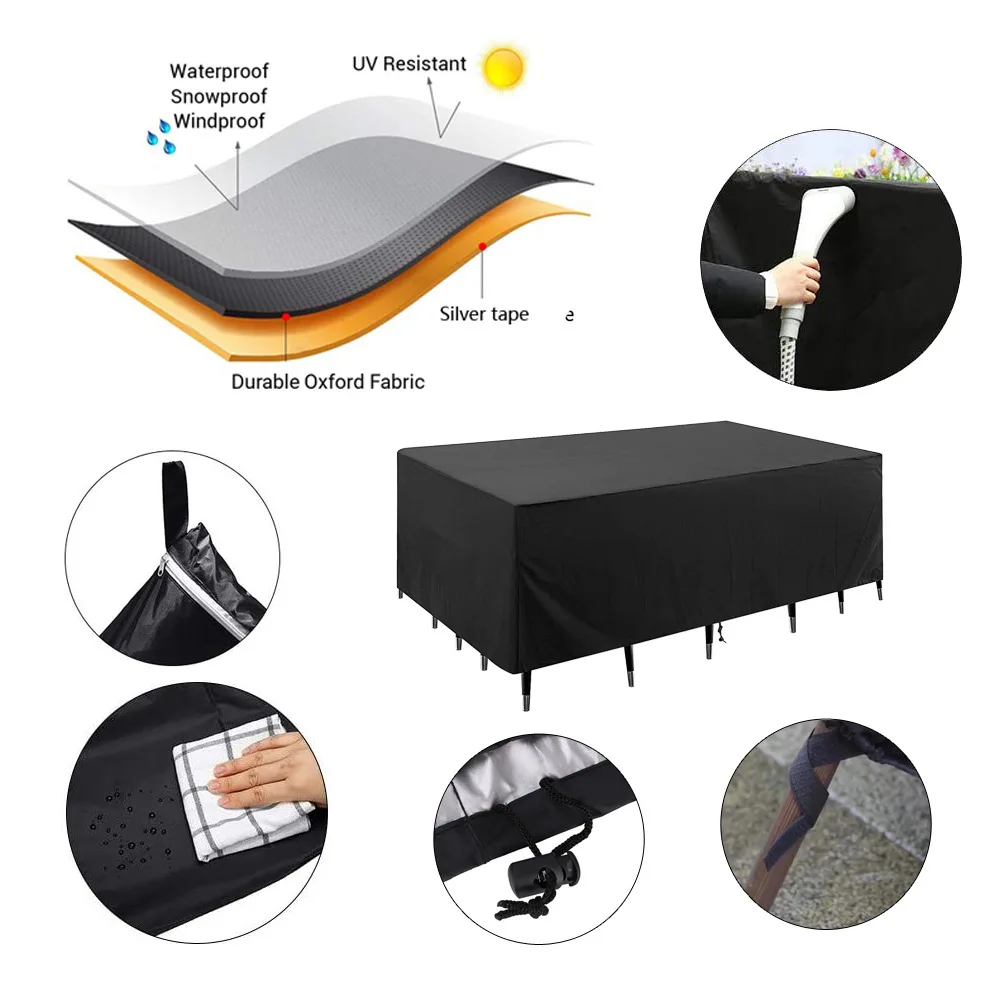Outdoor Garden Patio Furniture Sofa Cover 420D Oxford Fabric Waterproof UV Protection Dustproof Thickened Full-Coverage