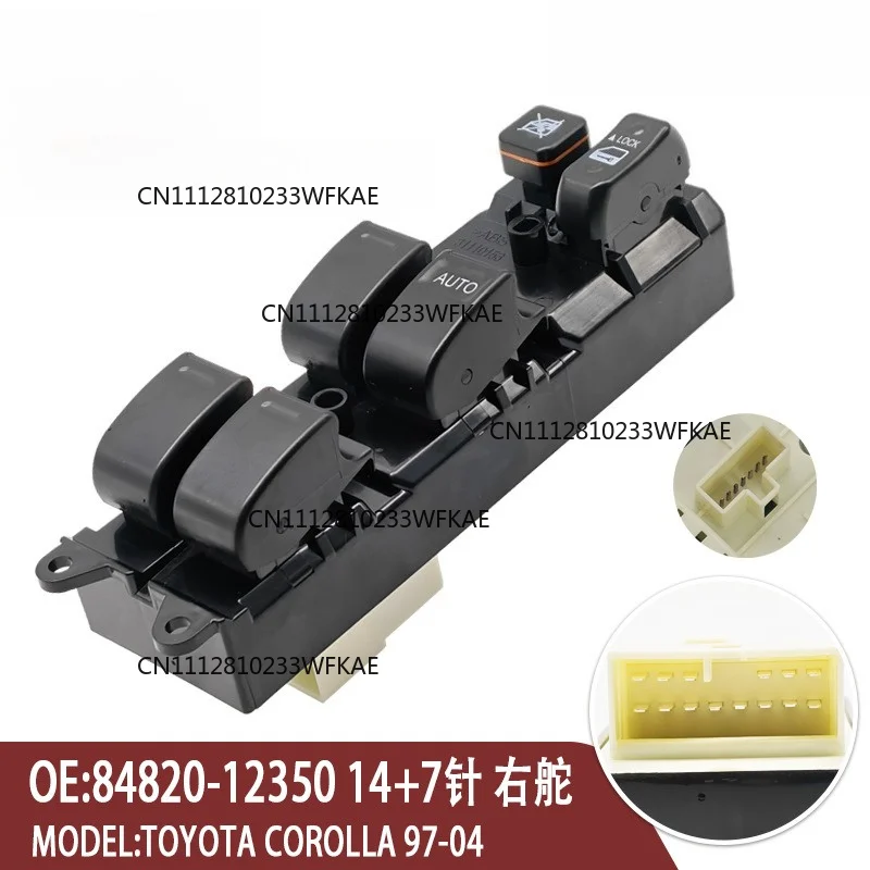 84820-12350 glass lifter window switch assembly 14 + 7 pins RHD for 97-02 rav4