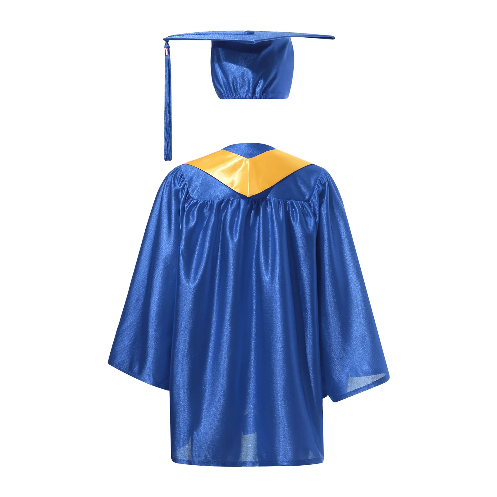 Kids Girls Boys Kindergarten Graduation Gown Cap uniforme prescolare con 2023 Badge nappa e fascia di laurea per taglia bambino